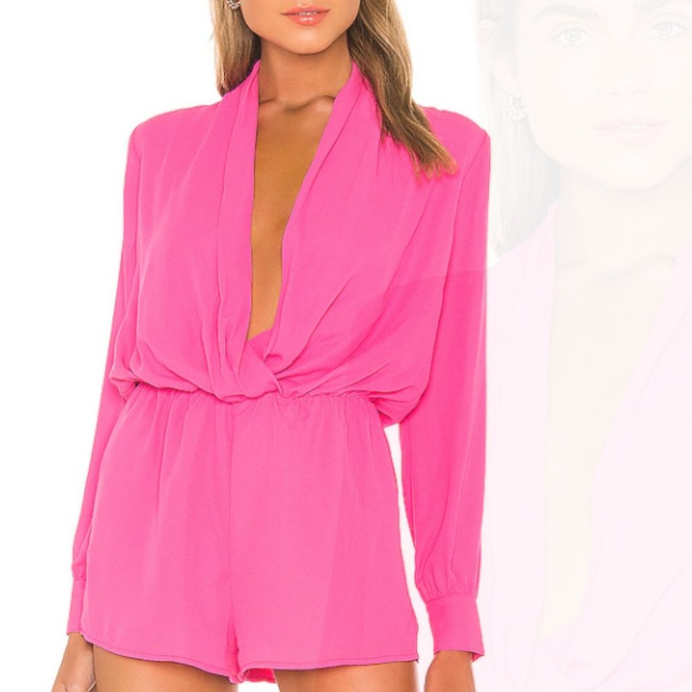 Kaycie Drape Neck Romper (Brand: Superdown)